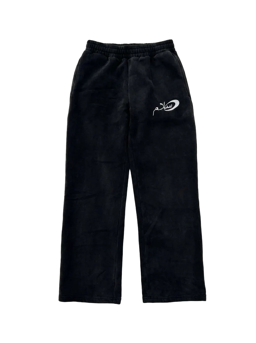 Salaam Open-Hem Black Sweatpants