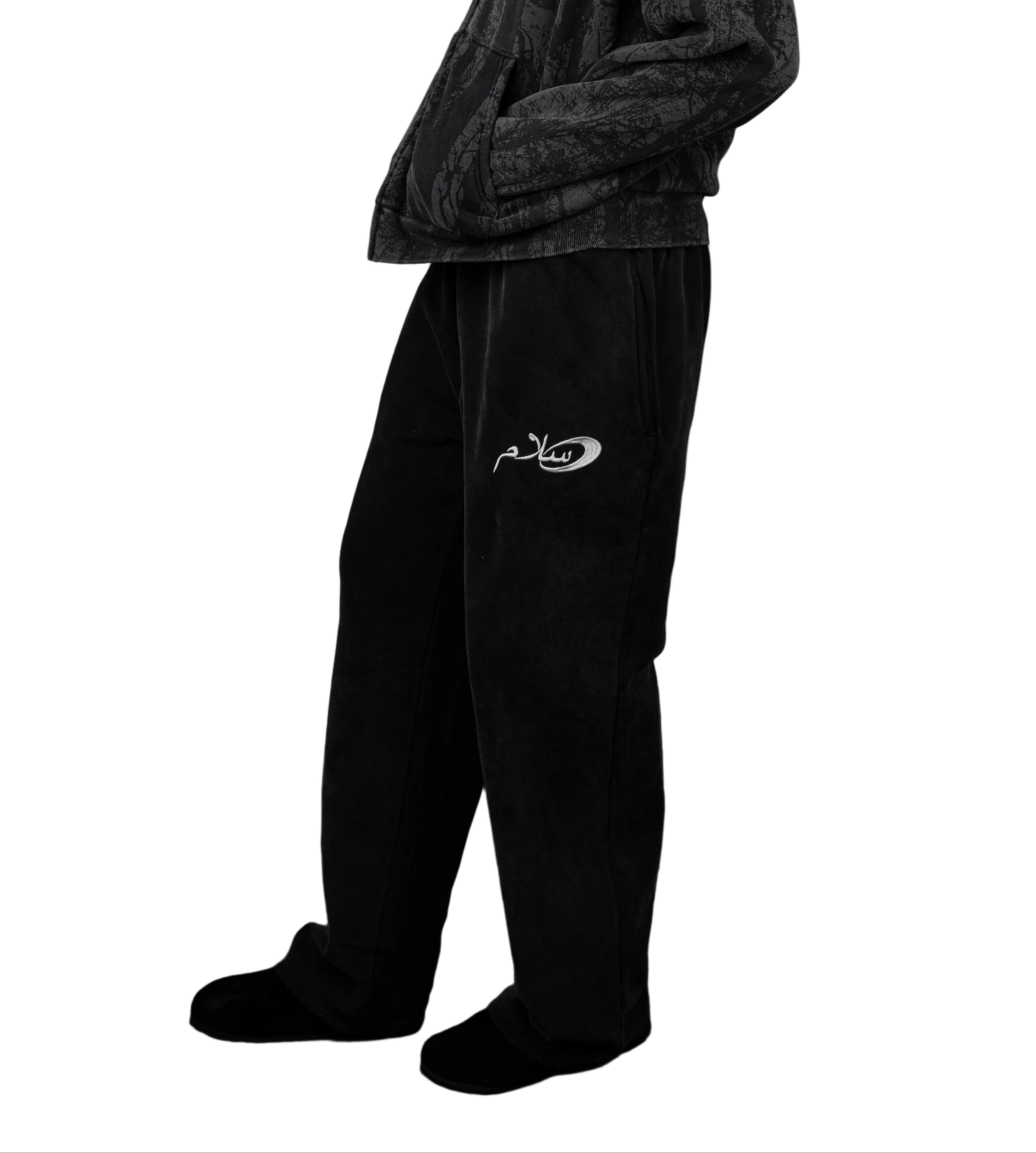 Salaam Open-Hem Black Sweatpants