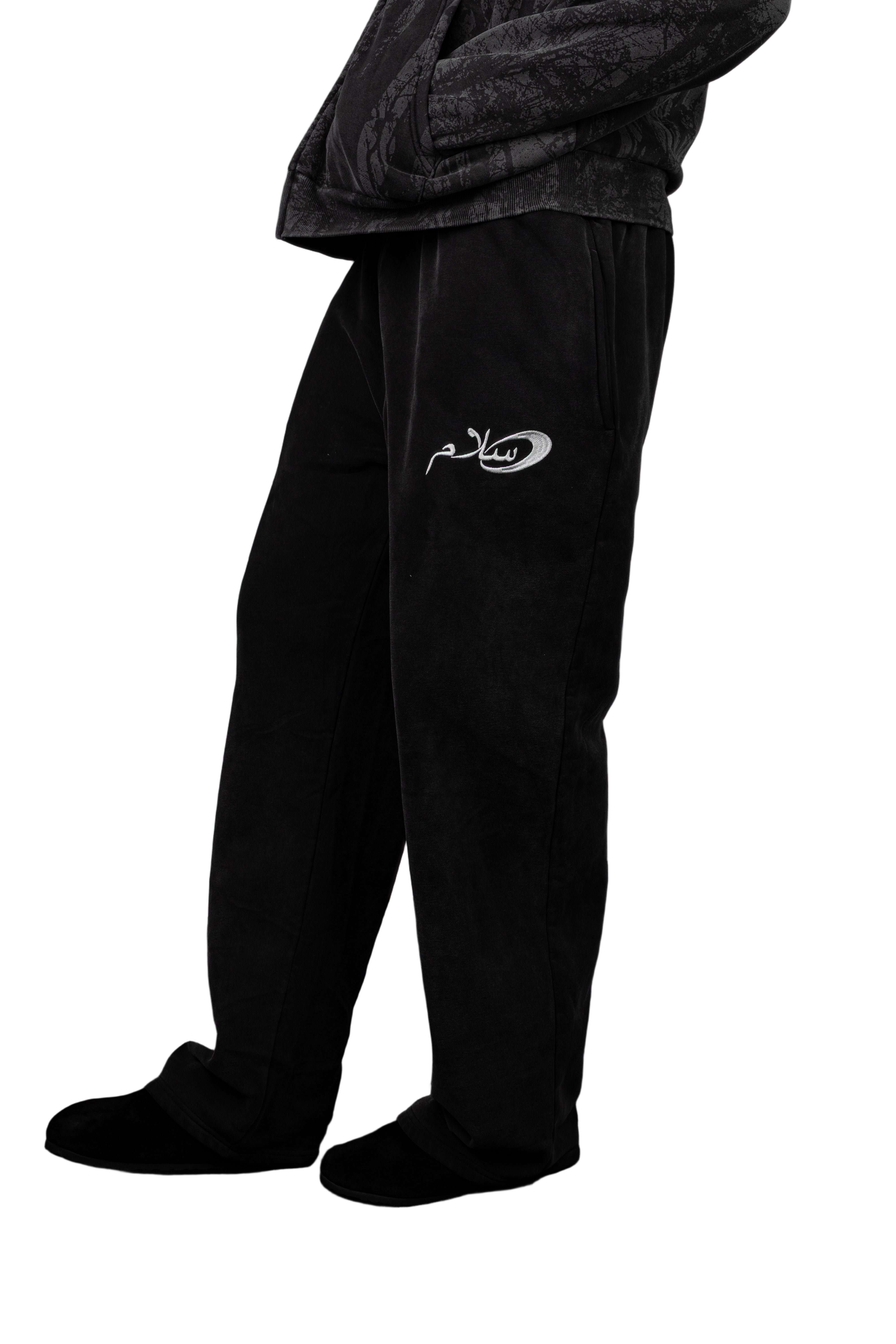 Salaam Open-Hem Black Sweatpants